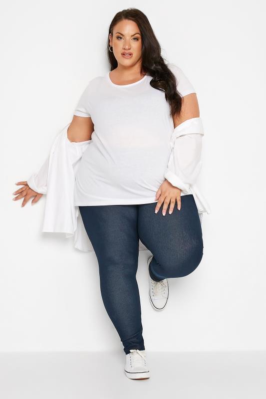 Plus Size Mid Blue Jersey Stretch Jegging | Yours Clothing 2