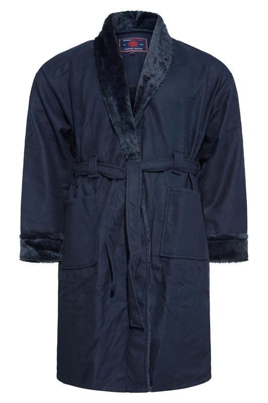KAM Big & Tall Blue Sherpa Lined Dressing Gown 3