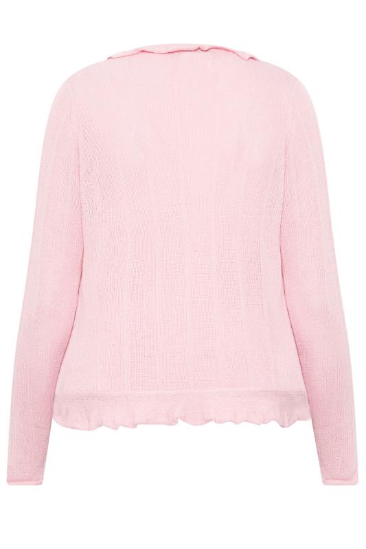 YOURS Plus Size Pink Frill Tie Cardigan | Yours Clothing 7