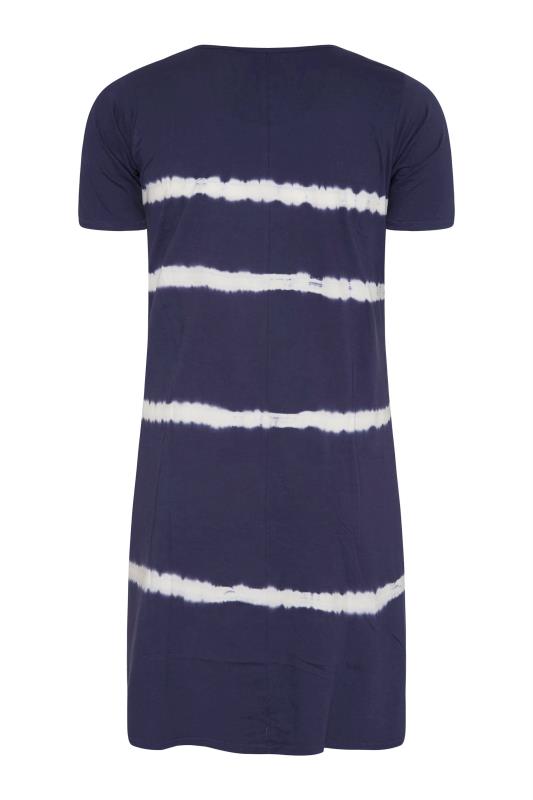 YOURS FOR GOOD Curve Navy Blue Tie Dye Drape Pocket Dress 7