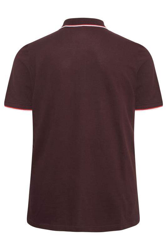 BadRhino Big & Tall Burgundy Red Essential Tipped Polo Shirt 4