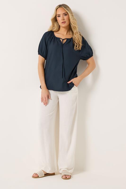 LTS Tall Women's Navy Blue Linen Blouse | Long Tall Sally 2
