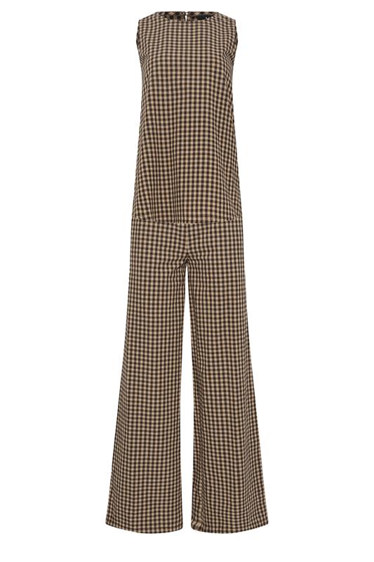 LTS Tall Women's Set Brown Gingham Print Vest Top & Trousers | Long Tall Sally 8