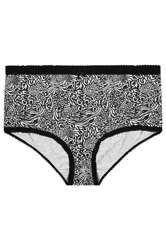 5 PACK Curve Black Animal Print Full Briefs | Yours Clothing 3