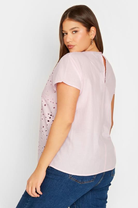 LTS Tall Women's Pink Broderie Front T-Shirt | Long Tall Sally 3