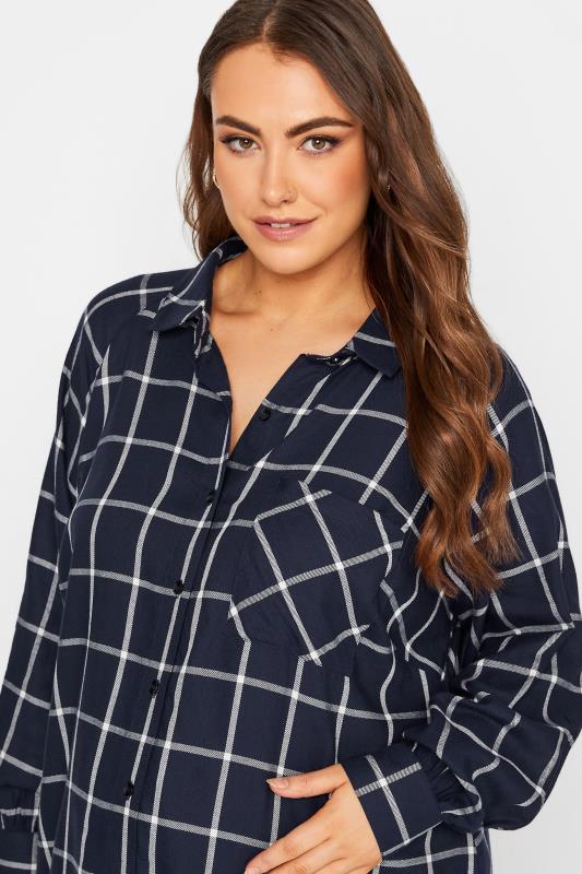 BUMP IT UP MATERNITY Plus Size Navy Blue Check Long Sleeve Shirt | Yours Clothing 4