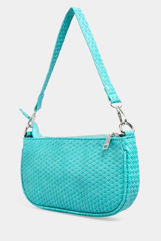 Turquoise Blue Woven Shoulder Bag 1