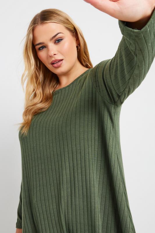 YOURS Plus Size Green Ribbed Swing Top | Yours Clothing 4