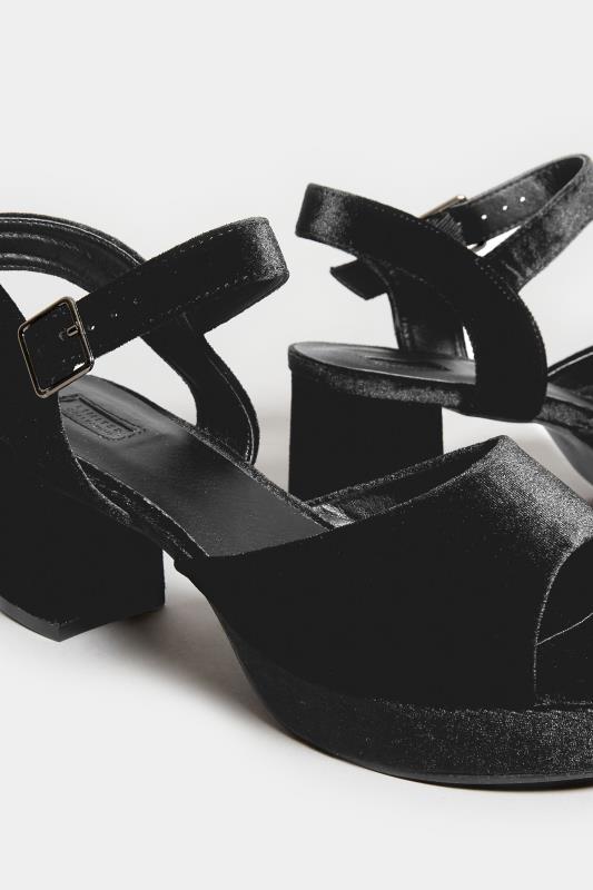 LIMITED COLLECTION Black Velvet Platform Heels In Wide E Fit & Extra Wide EEE Fit | Yours Clothing 5