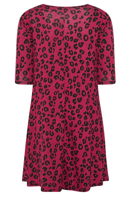 Plus Size Red Leopard Print Drape Pocket Dress | Yours Clothing 7