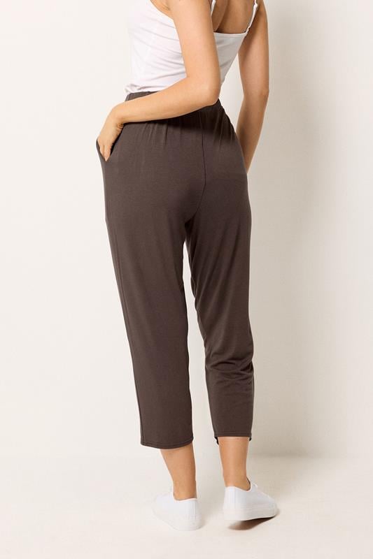 M&Co Chocolate Brown Cropped Hareem Trousers | M&Co 2