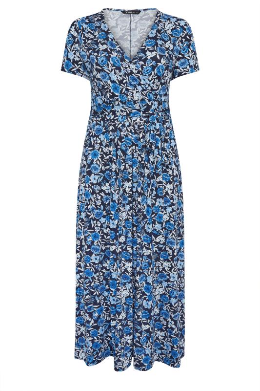 YOURS Plus Size Navy Blue Floral Print Wrap Maxi Dress | Yours Clothing 5