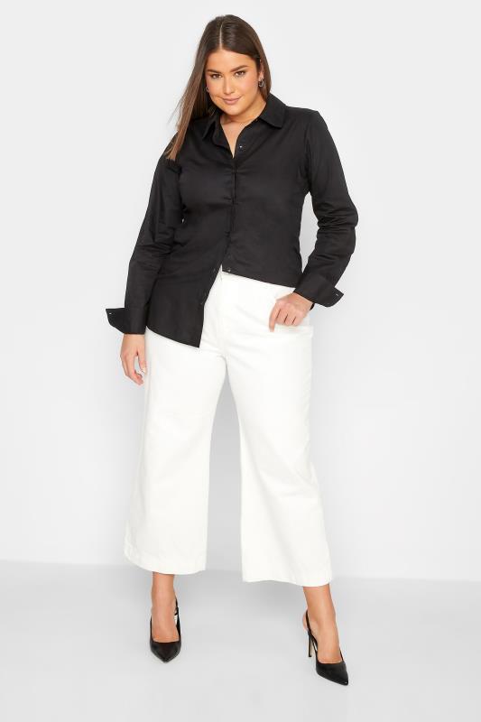 LTS Tall Women's Black Fitted Cotton Shirt | Long Tall Sally 2