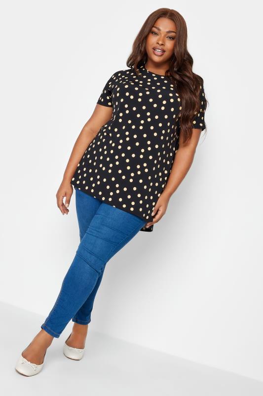 YOURS Plus Size Black Polka Dot Print Top | Yours Clothing 3