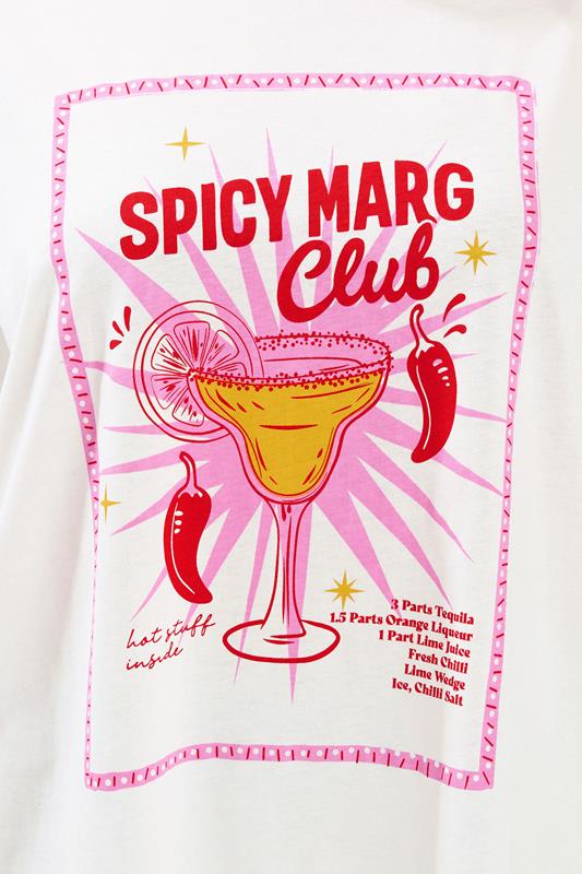YOURS Plus Size  Ivory White Spicy Margarita T-Shirt | Yours Clothing 5