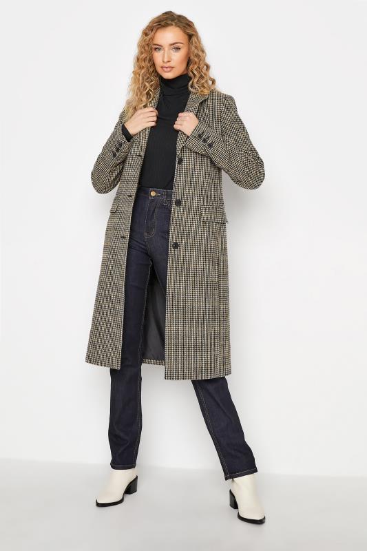 LTS Beige Brown Dogtooth Check Midi Coat_A.jpg