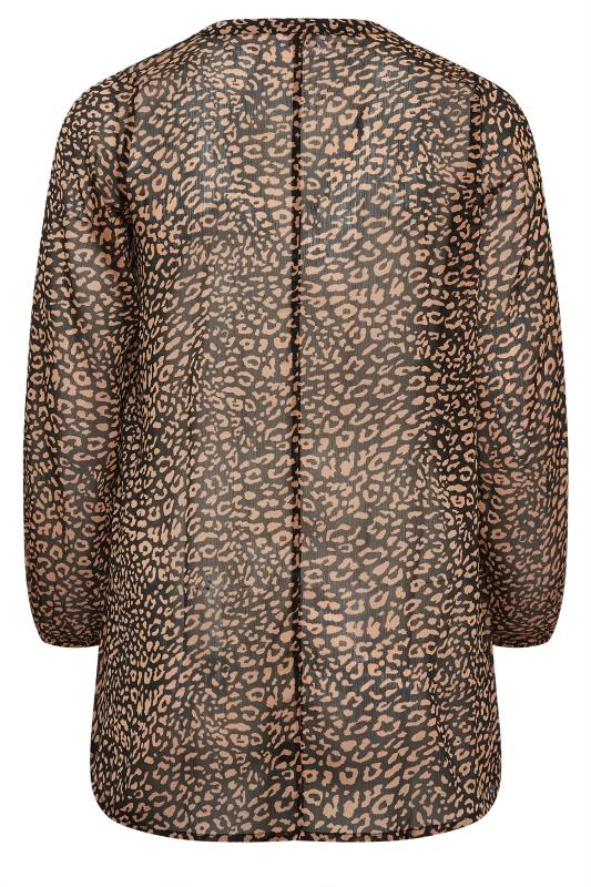 YOURS LONDON Plus Size Brown Leopard Print Zip Front Top | Yours Clothing 7