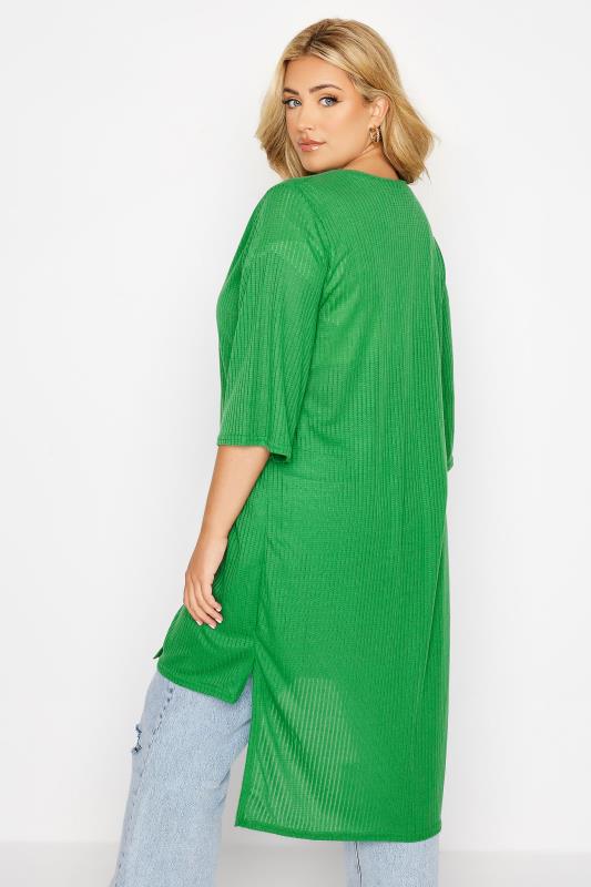 LIMITED COLLECTION Plus Size Apple Green Longline Dipped Hem Cardigan | Yours Clothing 4