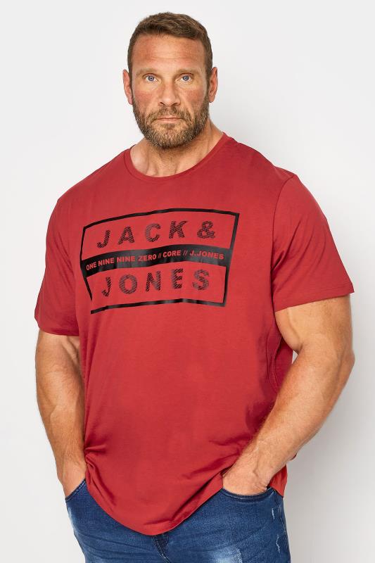 JACK & JONES Big & Tall Red Box Logo T-Shirt | BadRhino 1