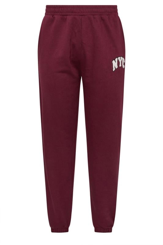 YOURS Plus Size Burgundy Red 'NYC' Slogan Joggers | Yours Clothing  5