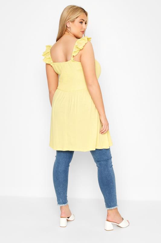 Curve Yellow Shirred Frill Sleeve Vest Top_CR.jpg