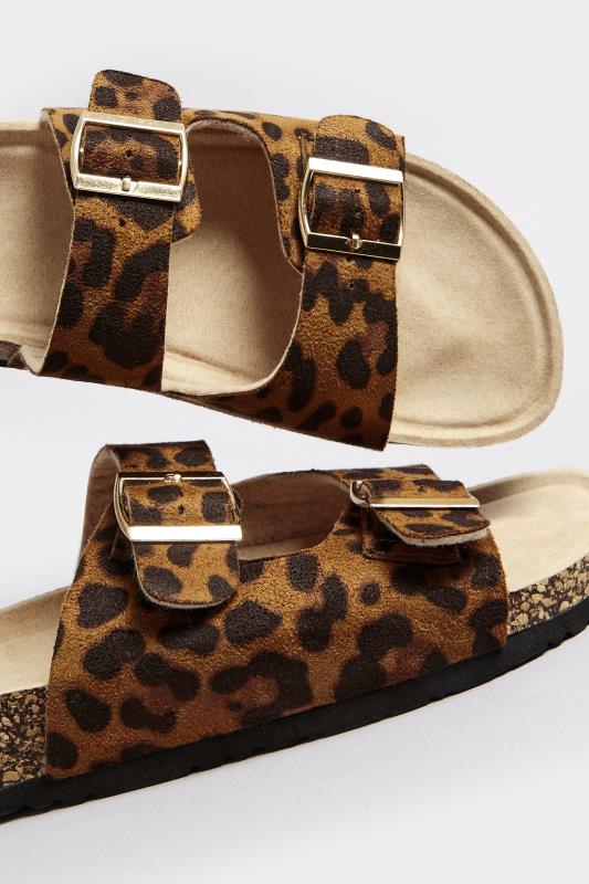 Brown Leopard Print Moulded Footbed Sandals In Extra Wide EEE Fit | Yours Clothing 5