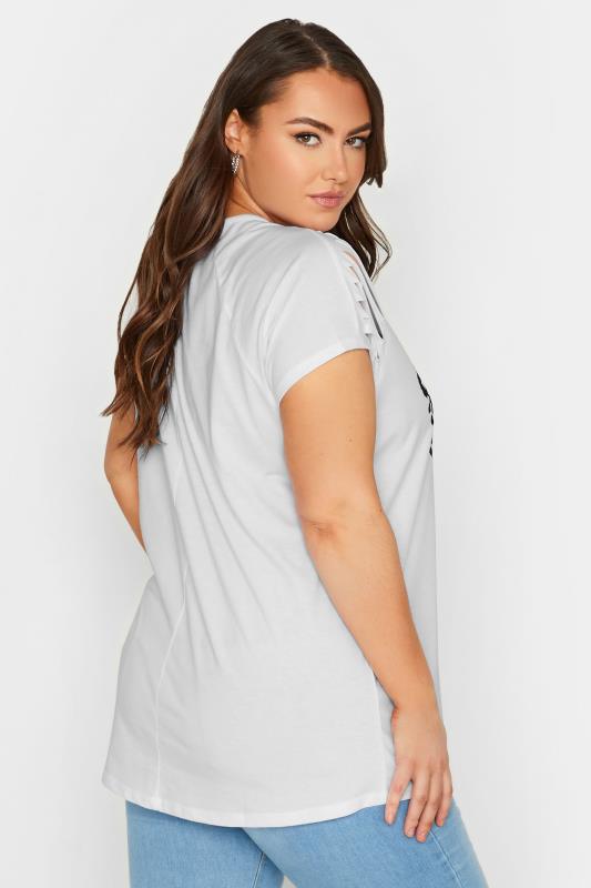 YOURS Plus Size White Leopard Print 'Love' Distressed T-Shirt | Yours Clothing 3
