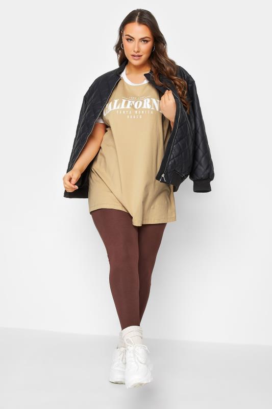YOURS Plus Size Beige Brown 'California' Print T-Shirt | Yours Clothing 2