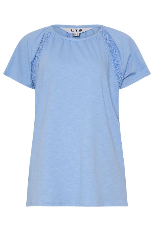 LTS Tall Women's Blue Crochet Detail Raglan T-Shirt | Long Tall Sally 5