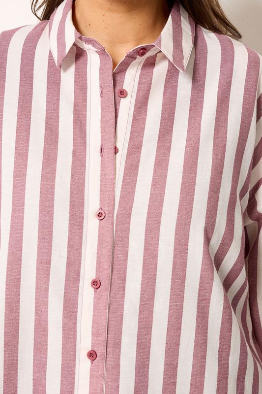 YOURS Plus Size Red Stripe Linen Shirt | Yours Clothing 5