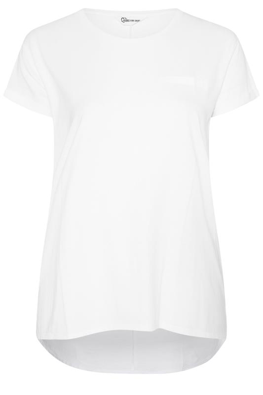 YOURS FOR GOOD Curve White Cotton Blend Pocket T-Shirt_F.jpg