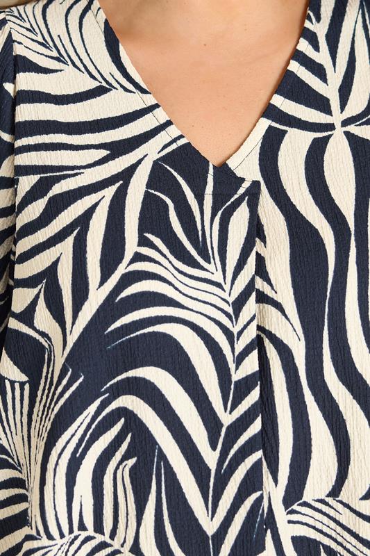 EVANS Plus Size Navy Blue Leaf Print Pleat Front Top | Evans  4