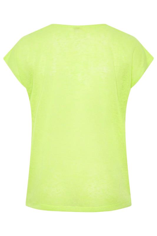 YOURS Curve Plus Size 2 PACK Lime Green Linen Look T-Shirt | Yours Clothing  11