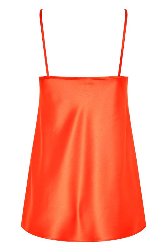 LTS Tall Women's Bright Orange Cowl Neck Satin Cami Top | Long Tall Sally 7