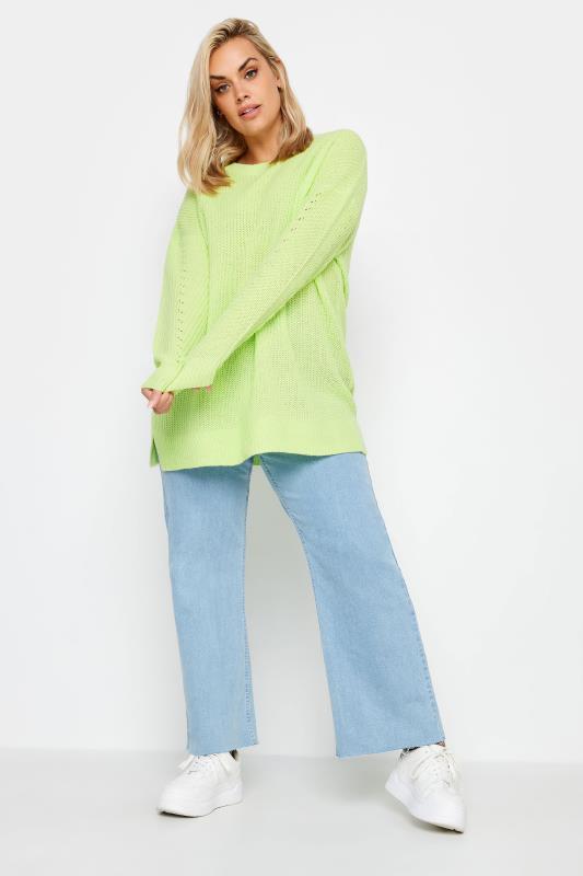 YOURS Plus Size Lime Green Ribbed Knit Jumper