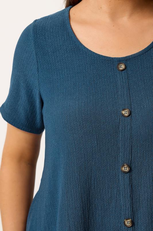 YOURS Plus Size Blue Crinkle T-Shirt | Yours Clothing 4