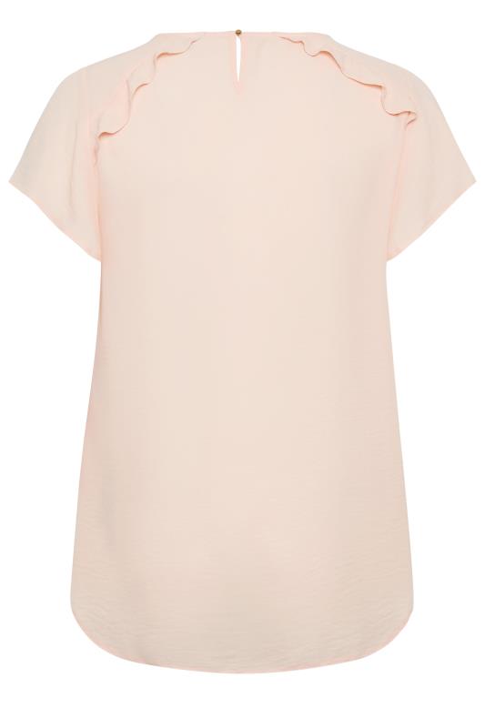YOURS Plus Size Pink Frill Short Sleeve Blouse | Yours Clothing 7
