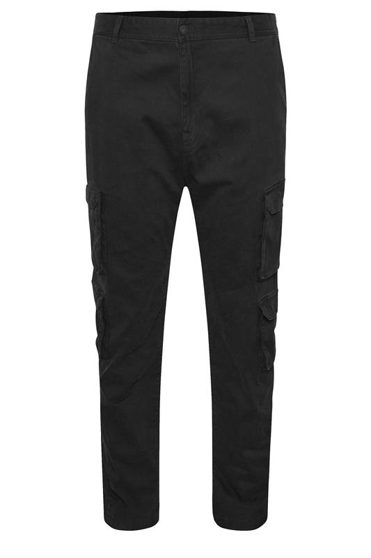 BadRhino Big & Tall Black Acid Wash Double Pocket Cargo Trousers | BadRhino 6