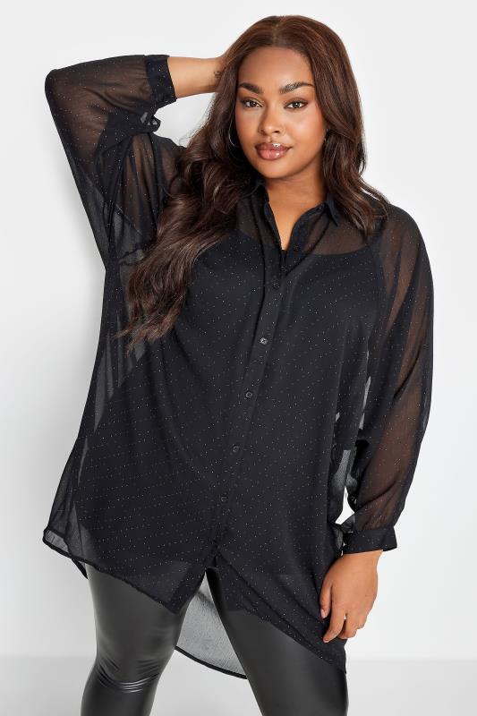 Plus Size  YOURS Curve Black Dipped Back Shirt