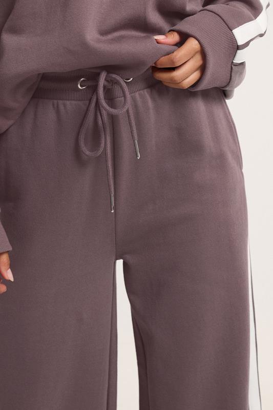 PixieGirl Petite Women's Plum Purple Side Stripe Wide Leg Joggers | PixieGirl 5