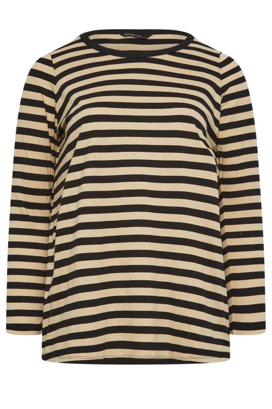 YOURS 2 PACK Plus Size Khaki Green & Beige Stripe Print Long Sleeve T-Shirts | Yours Clothing 11
