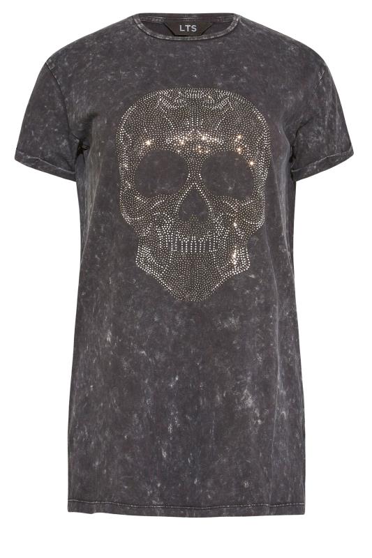 LTS Tall Grey Acid Wash Skull Print T-Shirt 6