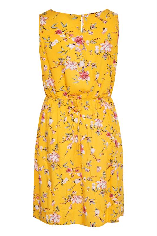 Plus Size Yellow Floral Pocket Dress | Yours Clothing 7