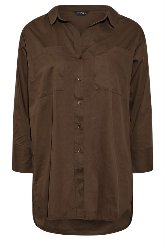 LIMITED COLLECTION Plus Size Chocolate Brown Oversized Boyfriend Shirt | Yours Clothing 6