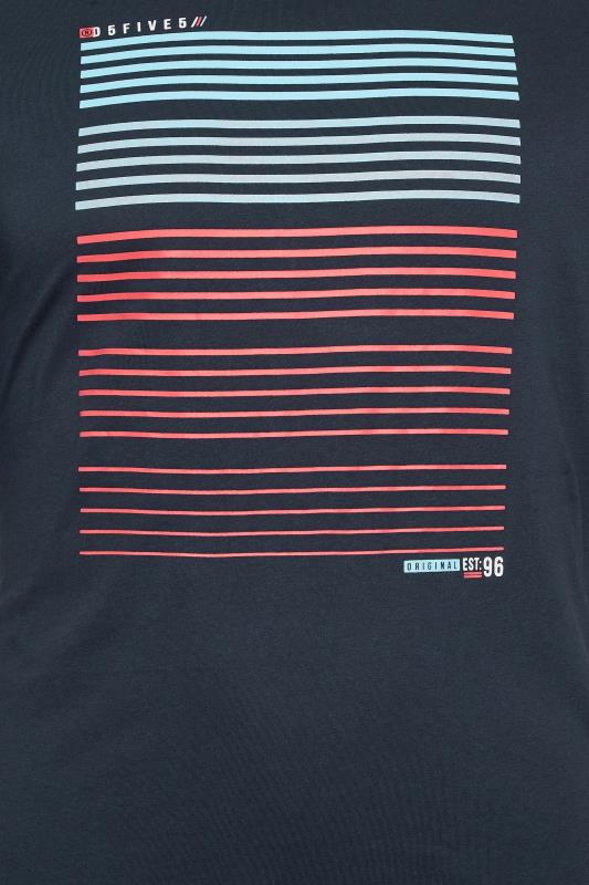 D555 Big & Tall Navy Blue Gradient Line Printed T-Shirt | BadRhino 2