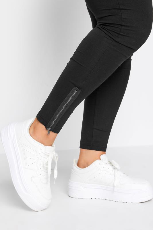 YOURS Plus Size Black Zip Hem Leggings | Yours Clothing 3