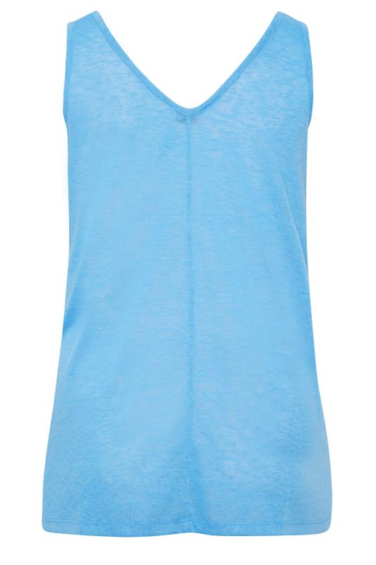 YOURS 2 PACK Plus Size White & Blue Linen Look Vest Tops | Yours Clothing 9