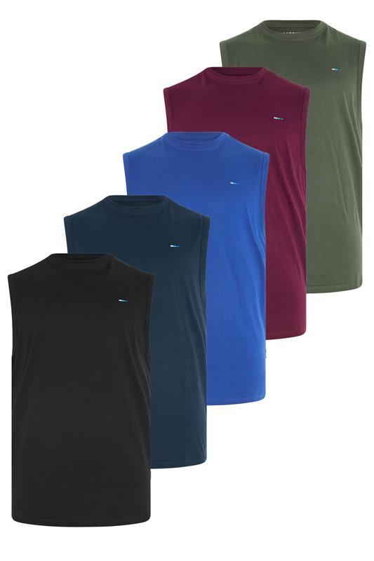 BadRhino Big & Tall Black/Navy/Blue/Burgundy/Khaki 5 Pack Extra Long Muscle Vests | BadRhino 1