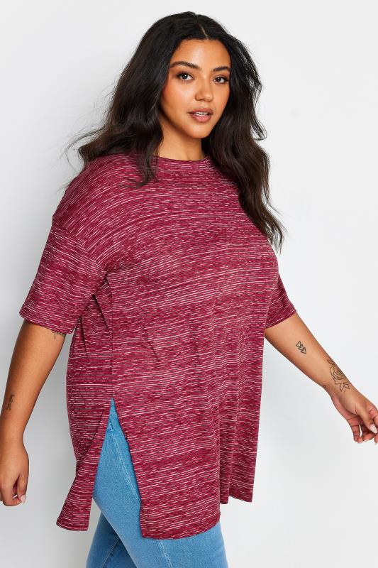  Grande Taille YOURS Curve Red Striped Oversized Top
