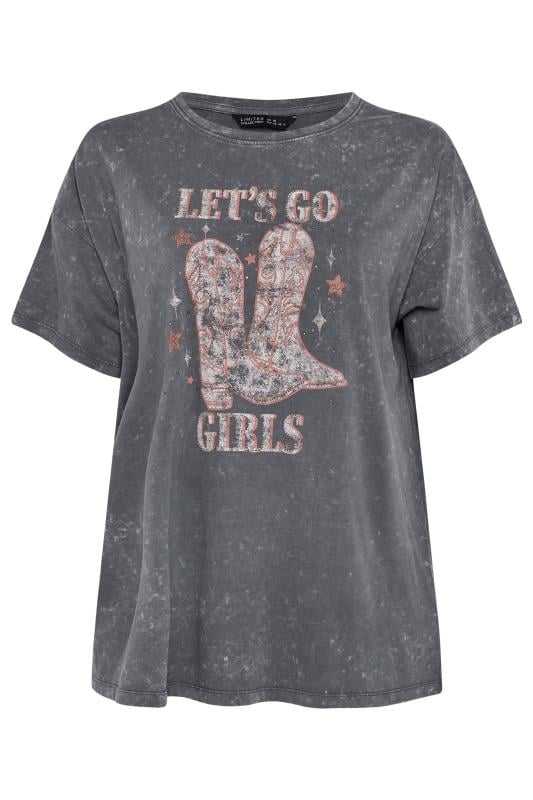 YOURS Plus Size Grey 'Let's Go Girls' Slogan Print T-Shirt | Yours Clothing 6